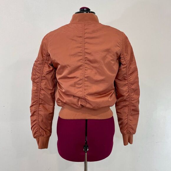 WILFRED FREE Aritzia Crop Aviator Bomber Jacket in Cognac XS Puff Fall Jacket - Picture 8 of 14